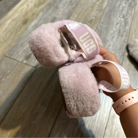 Ugg Oh Yeah Pink Fluffy Slide Sandals Slippers - Picture 8 of 9